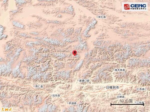 西藏日喀则市谢通门县发生34级地震