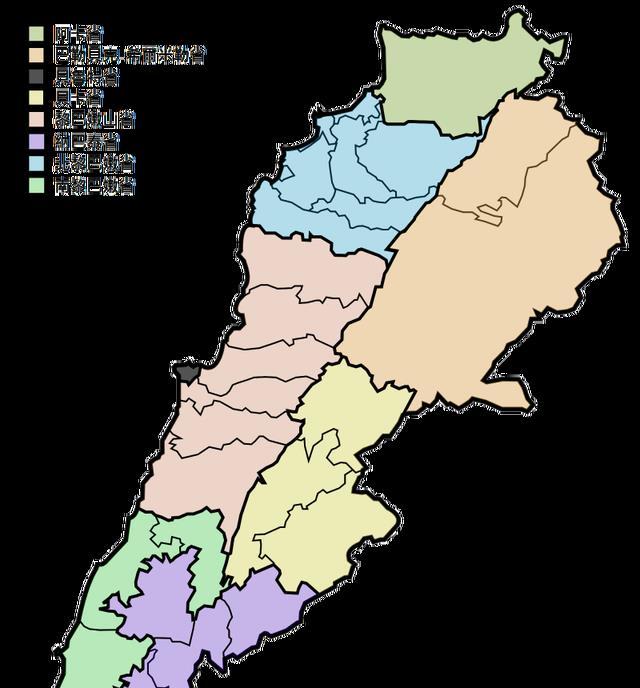 介绍中东国家黎巴嫩的行政区划:全国仅有8个省,大小相差很悬殊
