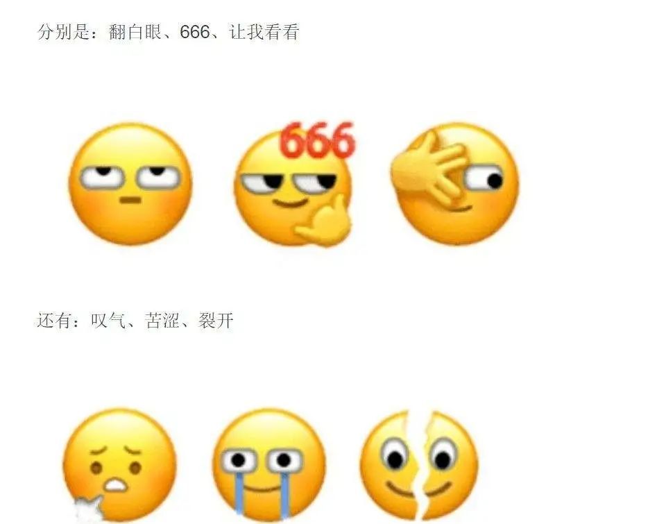 最近一周,不少人的朋友圈,都被微信推出的6个新表情符号刷了屏:透着
