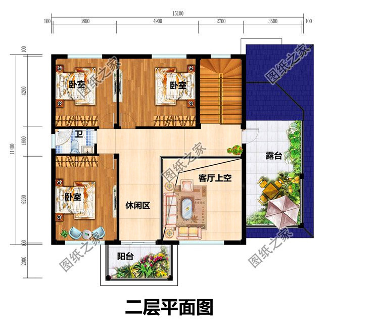 农村四间二层别墅设计图简单大气又实用老人小孩都喜欢