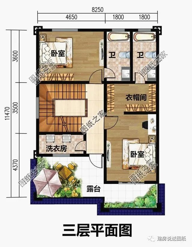 第三款:占地70平米的三层独栋别墅,小户型自建房屋效果图