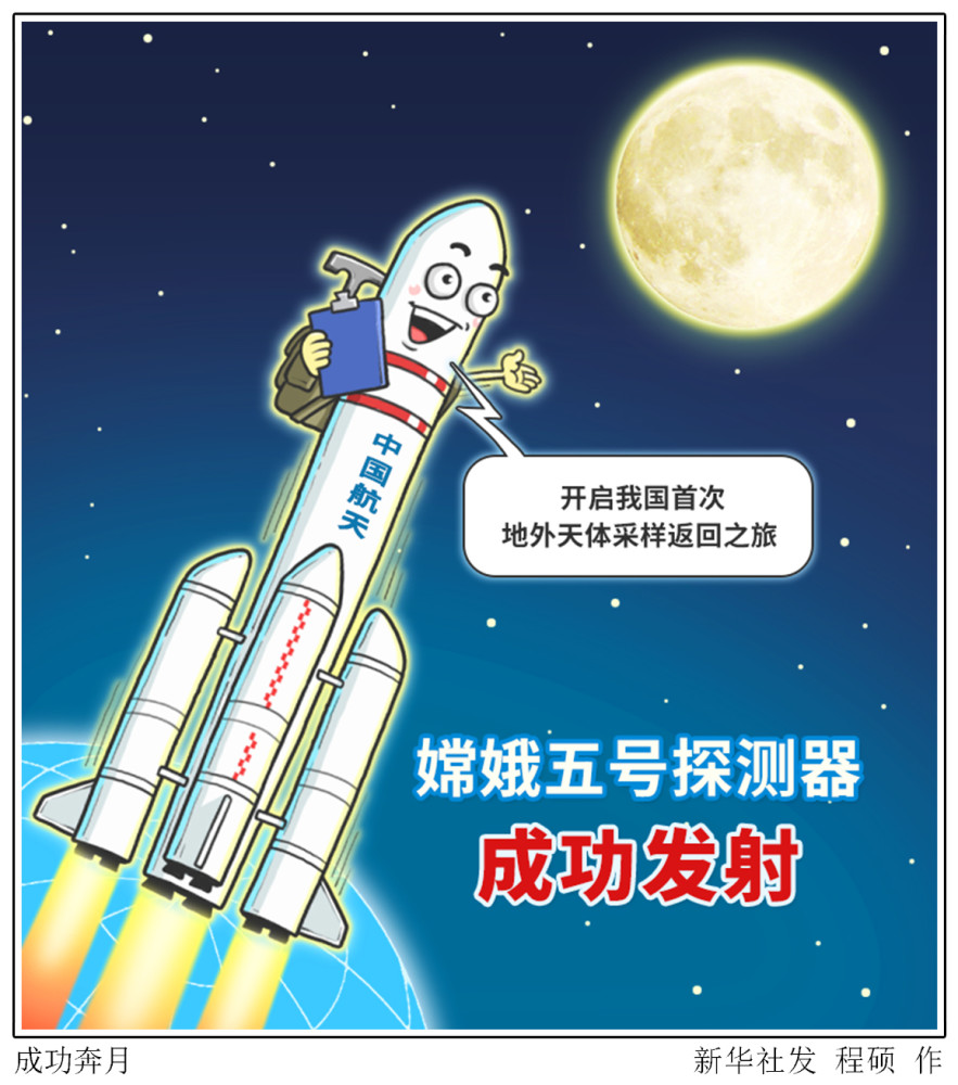 (图表·漫画【嫦娥五号探月】成功奔月