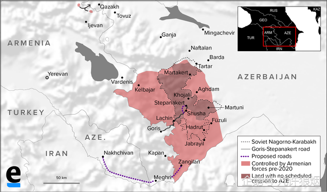 亚美尼亚人造卫星:移交4564平方公里后,纳卡共和国还剩下多少土地?