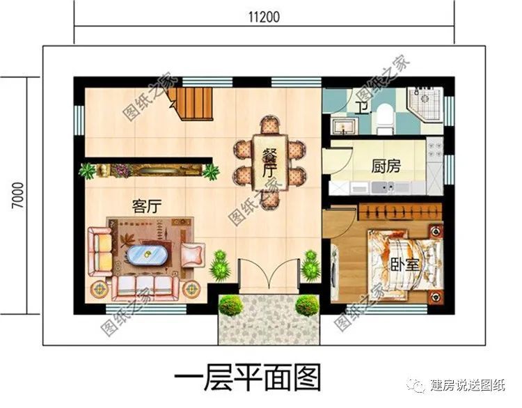 图纸介绍:这款别墅户型占地80平米左右,小户型设计,造价15万左右