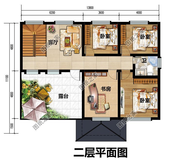 带堂屋农村二层别墅设计图,实用型设计,更加符合农村生活需求