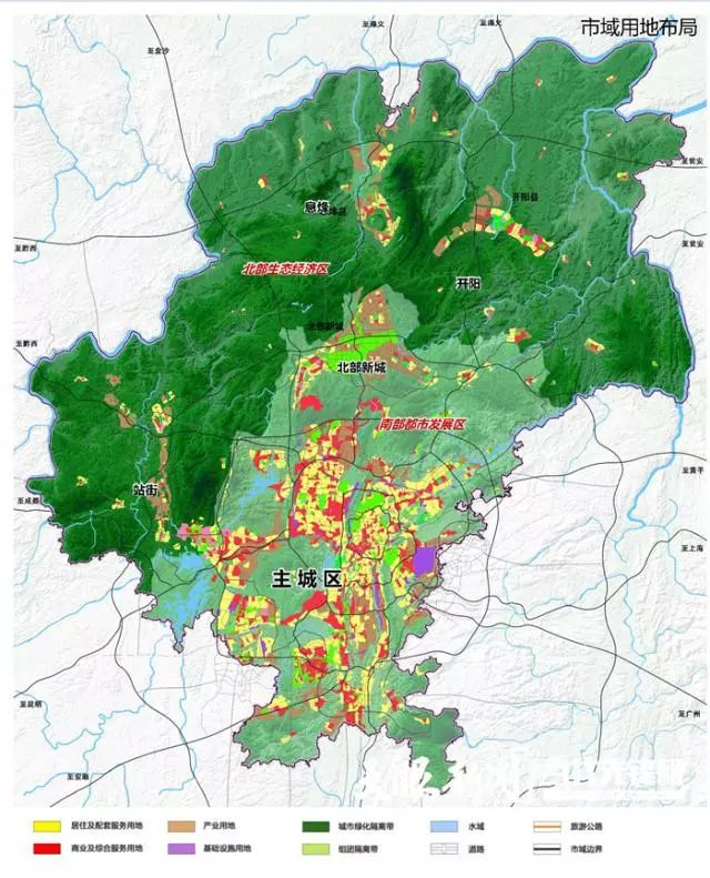 另外,从贵阳2035年市域用地规划图可以看出,城市向南发展特征明显,而