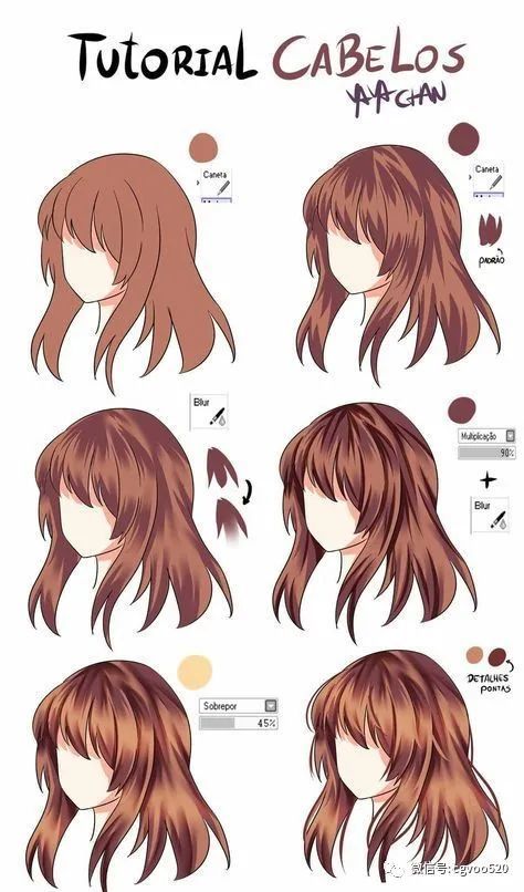 插画教程|女生日系头发的上色技法