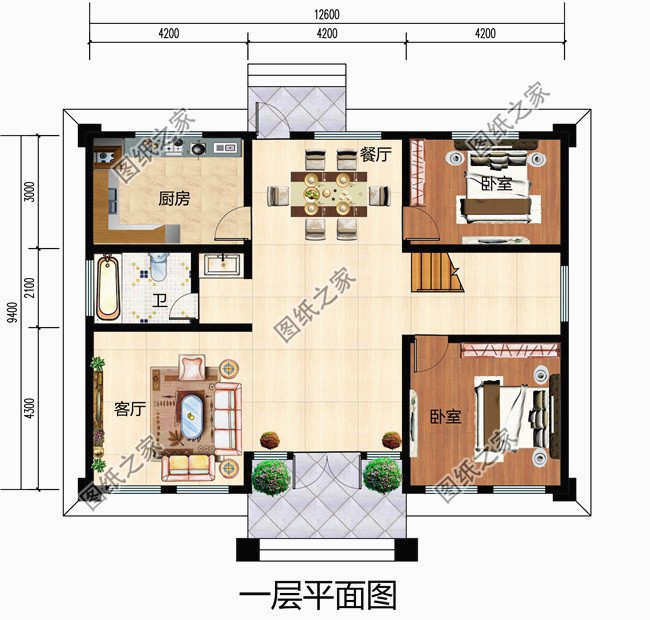 占地120平方两层设计图,上下两层120复式楼 农村建房120平方设计图,外观时尚流行,是农村精选户型