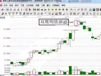 股票一旦出现"双鹰殉情",预示着股价即将见顶,投资者可以直接杀跌