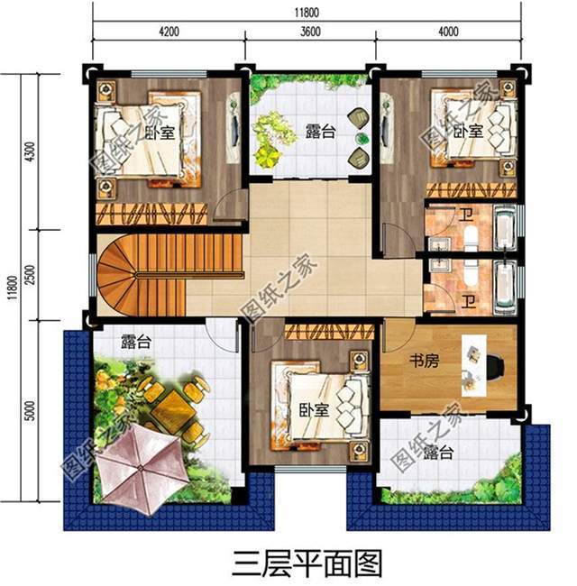 12×12米农村建房设计图,户型方正,住在里面那是非常的享受