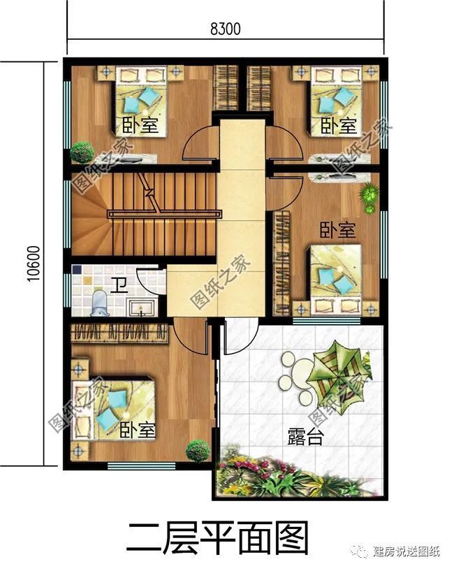 第二款:现代式二层别墅设计图以及户型图,占地面积小