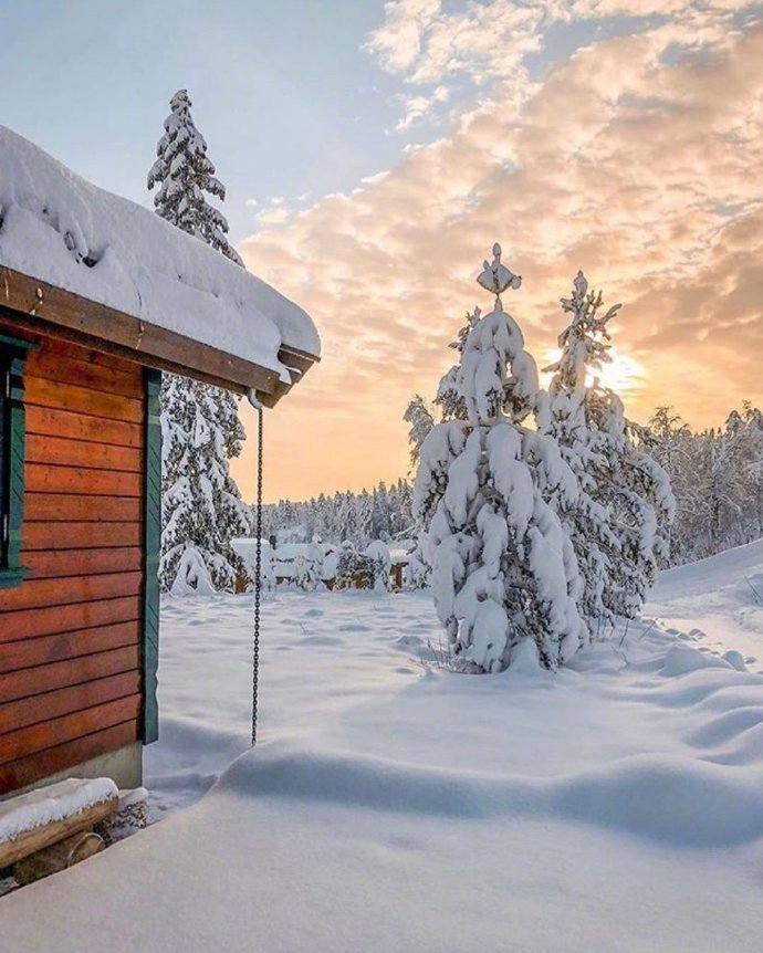 挪威的冬天美丽的雪景