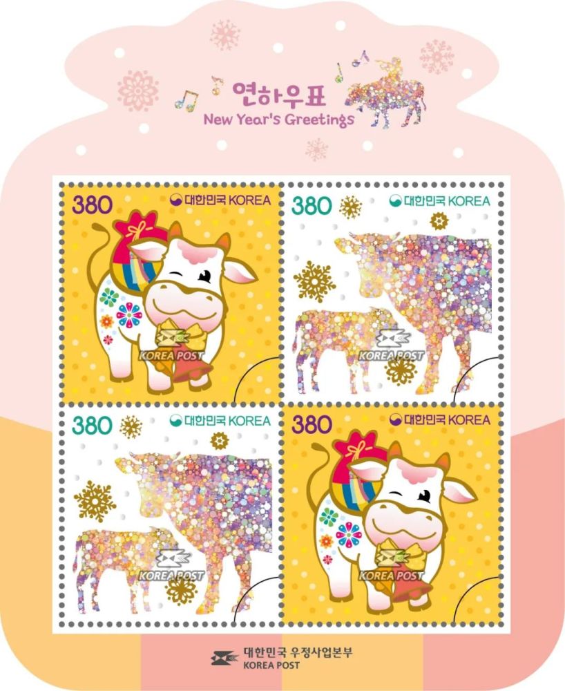 国外也发行了生肖牛邮票各种风格都有