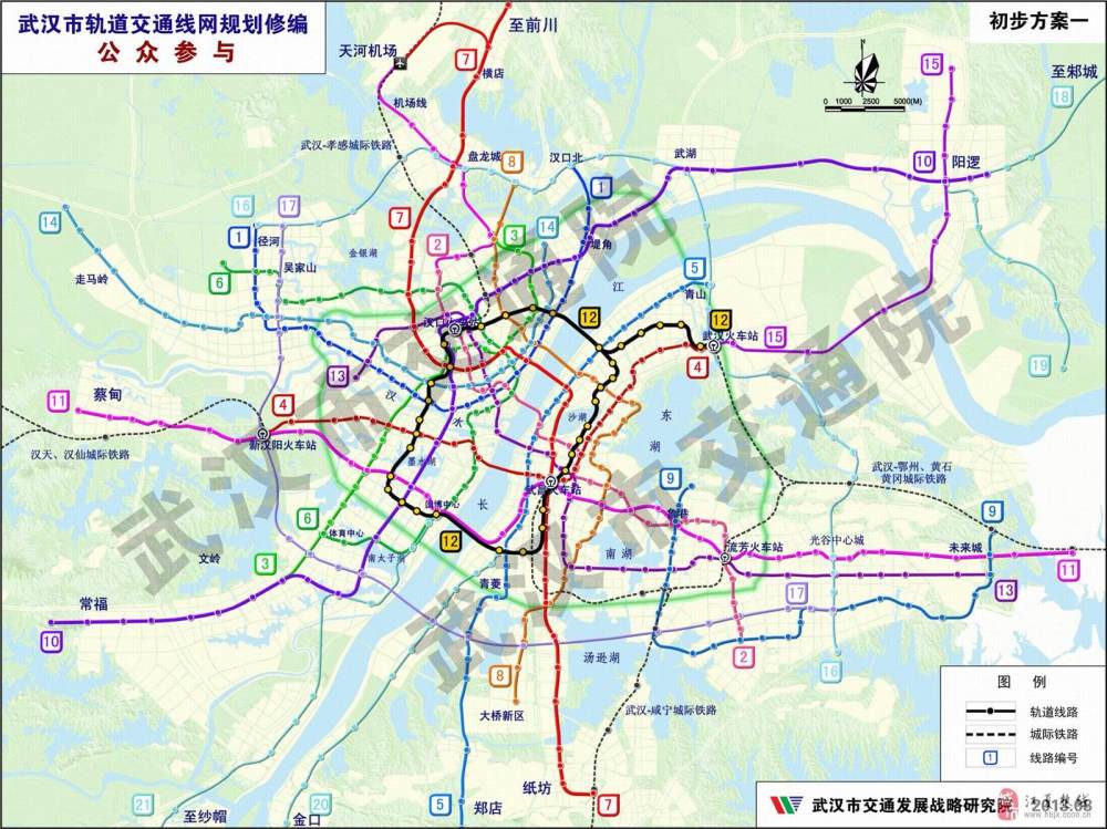 依据武汉市城市总体规划和综合交通规划,武汉市城市轨道交通线网由25