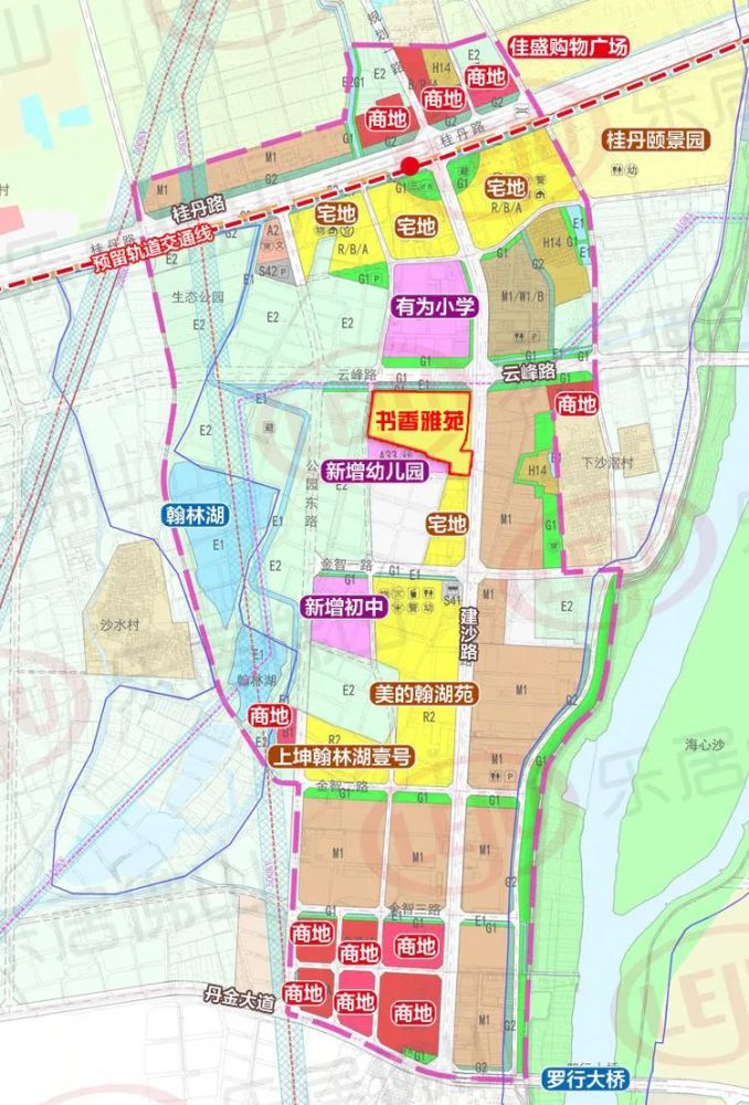 丹灶大金智地板块,北侧紧邻 有为小学,东侧靠近翰林湖公园,按照规划