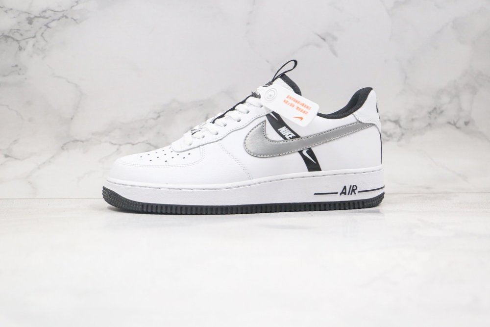 耐克nike air force 1 low空军一号串标白黑银色板鞋