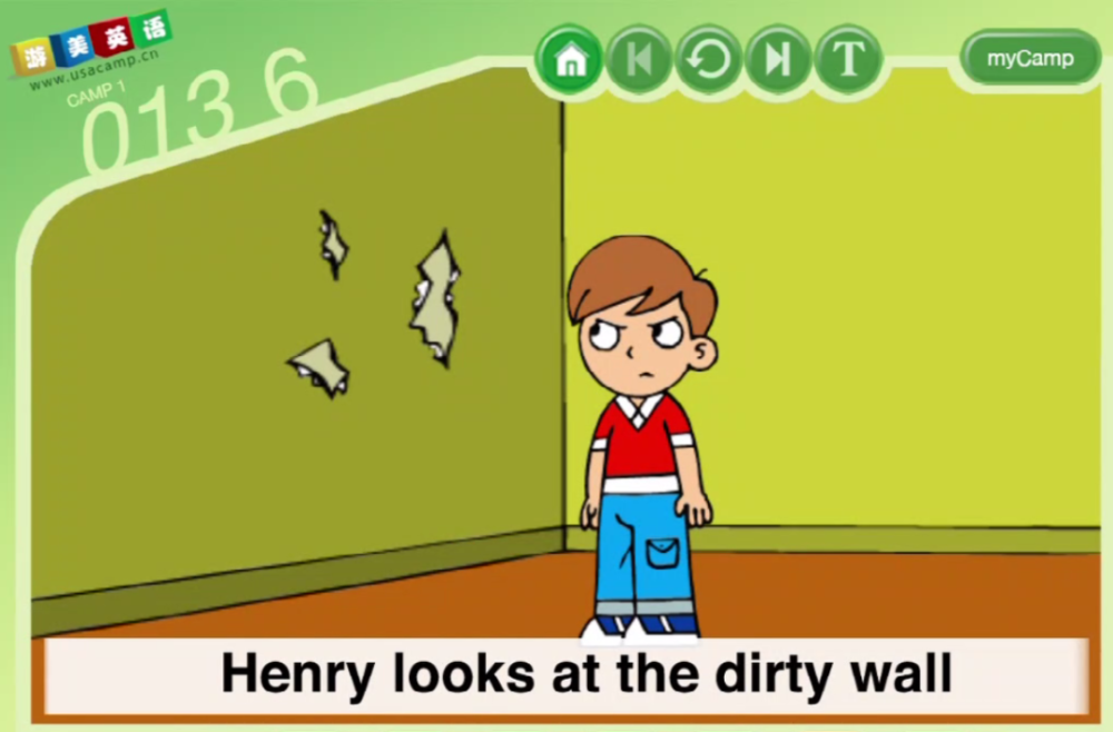 henry looks at the dirty wall