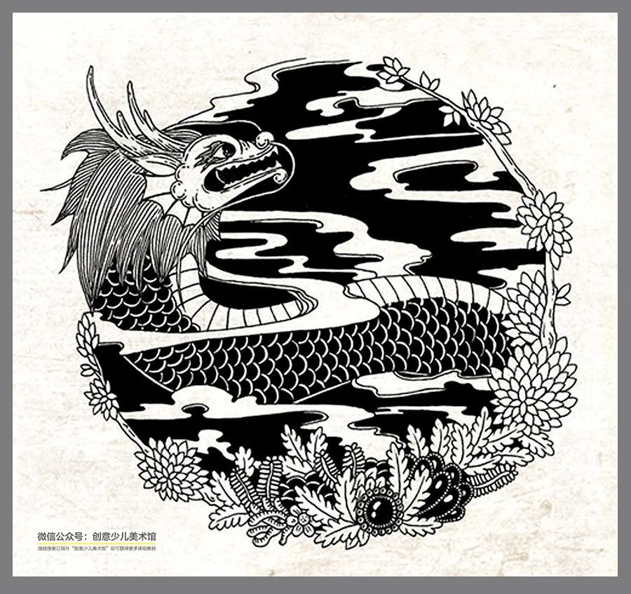 素材分享|将十二生肖传统图案画成黑白装饰画,学习线描的好素材