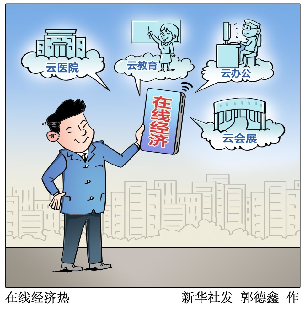 (图表·漫画)【财经聚焦·2020印象】在线经济热