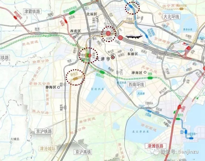 津沧高铁起于天津南站,经静海北沿京沪高铁引入沧州西站,北端规划