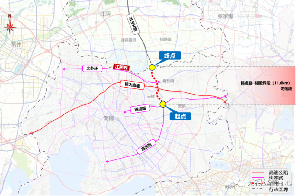 02 新锡路快速路 新锡快速路向南衔接高浪路高架,向北衔接江阴长山