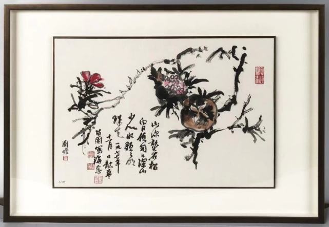朵云轩木版水印签名钤印版刘海粟《红牡丹图》《石榴图》首发