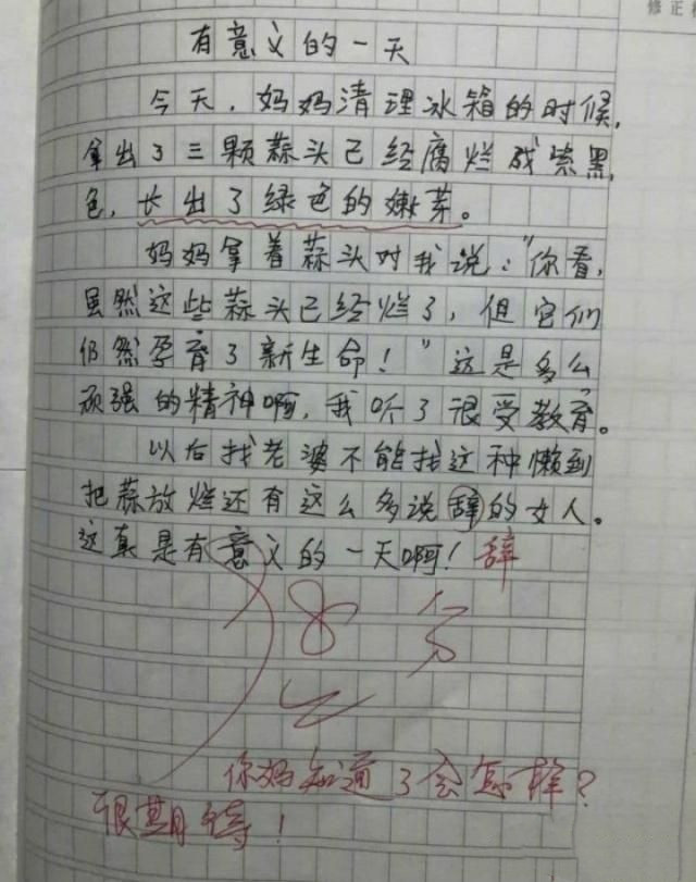 500字作文3分钟写完,老师被气笑,网友:写出了自己当年