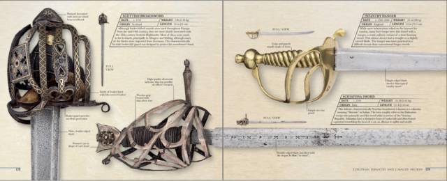图:1750年苏格兰阔剑,1760-1820英格兰步兵刀,1780年意大利笼手剑 免