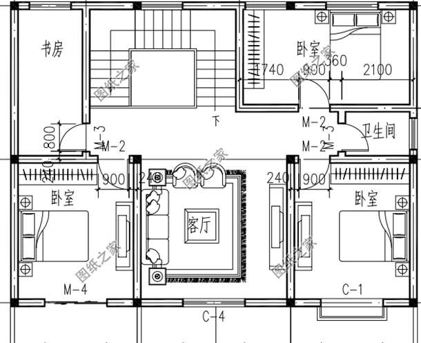 别墅二层户型图展示