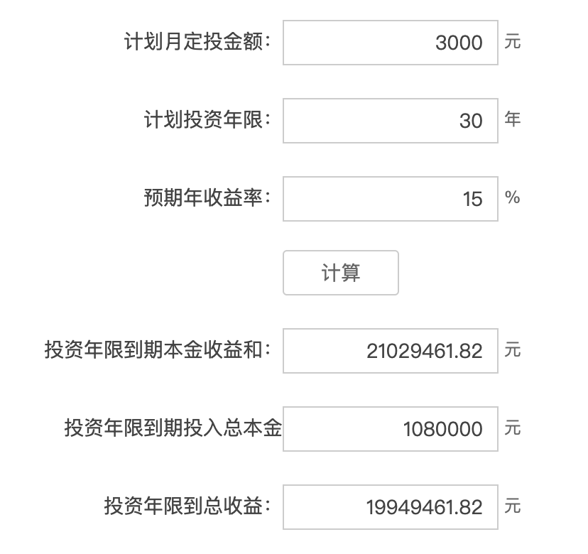 使用基金定投计算器,理解复利的恐怖利润