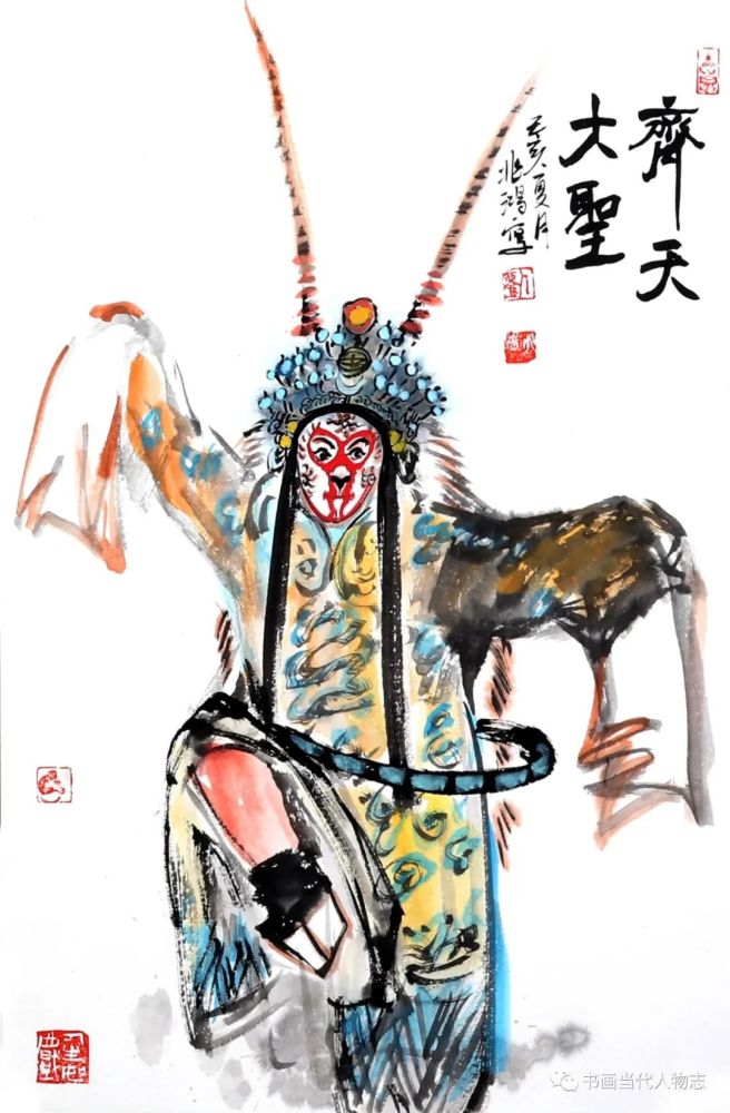 刘兆鸿作品:经典与经典的碰撞,国粹京剧人物与中国画