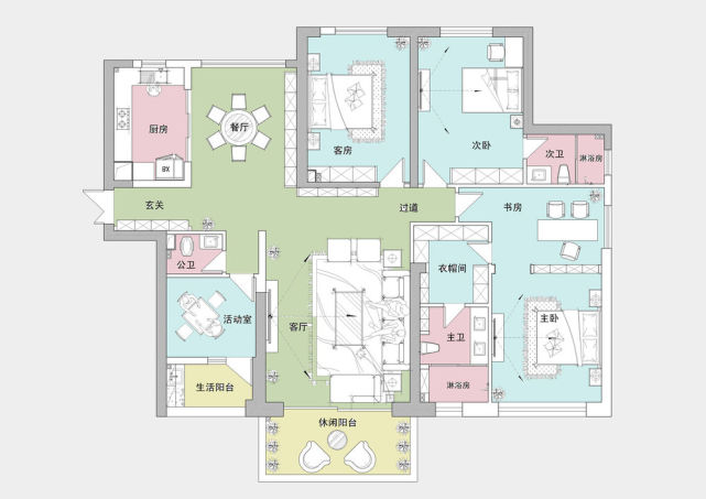 本套房子面积为240平米,属于大平层户型,虽然是新中式风格,屋主要求要