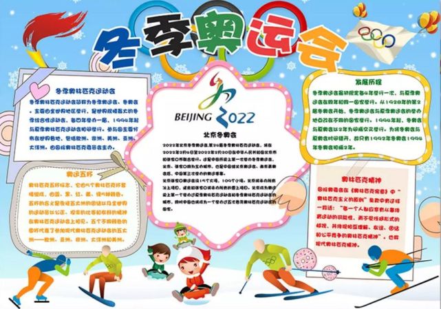 【板泉中小·冬奥专题】2022北京冬奥会手抄报模板大