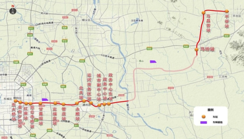 经永顺南街接入北关站,随后下穿运河至北运河东岸,沿北运河东滨河路