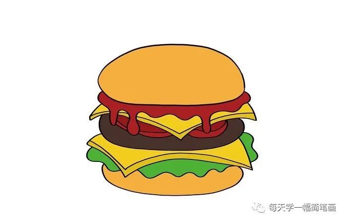 每天学一幅简笔画汉堡画法