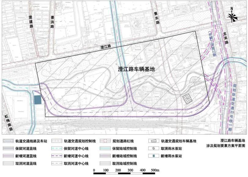 为澄江路车辆基地,位于龙吴路以西,澄江路以南,与规划轨道交通19号线