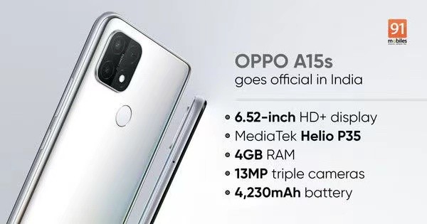 海外市场再发新机,oppo a15s在印度正式公布