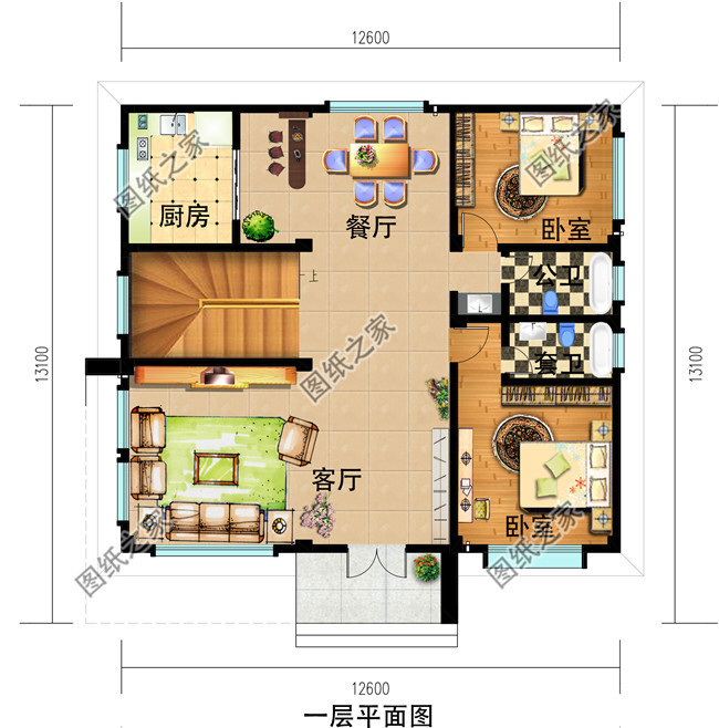 卧室,卫生间,阳台,露台 第二款:新中式二层别墅设计图以及户型图,经济