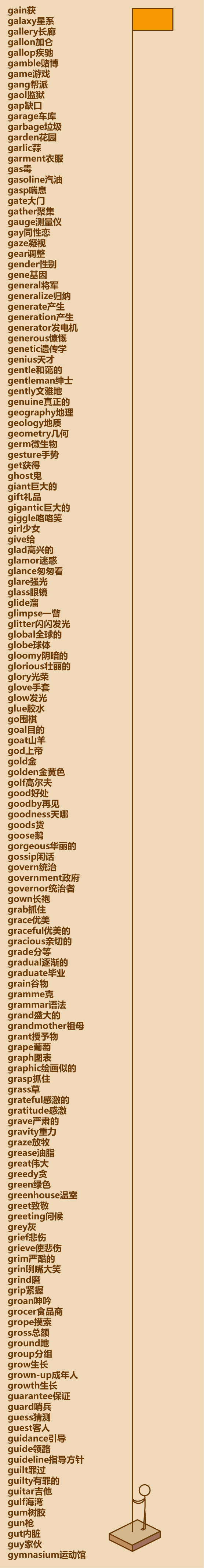 【懒知识】懒人英语单词表:g开头