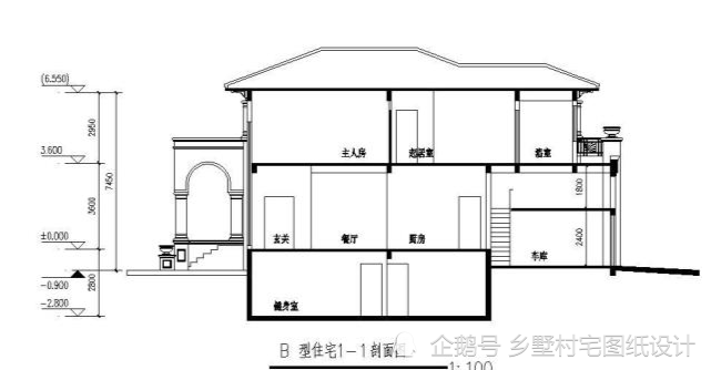 在农村9.8x12米二层带地下室欧式豪宅,半独立厨房 超大落地窗