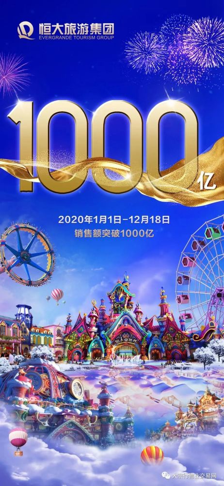 12月18日,恒大旅游集团发布海报称,公司今年销售额已突破1000亿元.