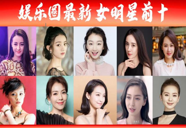 娱乐圈最新十位女星80后霸占6席70后占1席90后夺魁