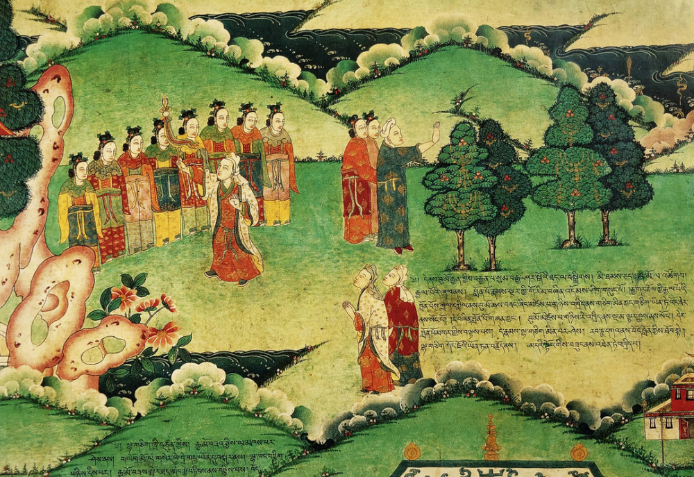 图/罗布林卡壁画 六试婚使之挑选公主