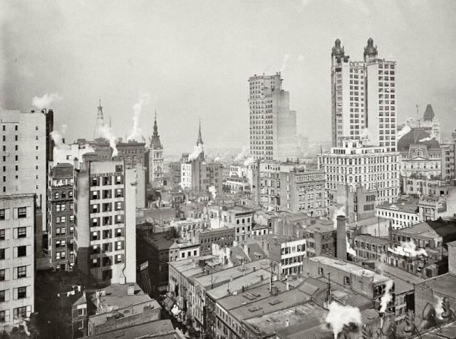 老照片:20世纪初的美国,高楼大厦犹如下饺子一样开始建造出来