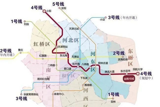 天津地铁四号线,长41.04km,耗资236亿,预计2021年通车
