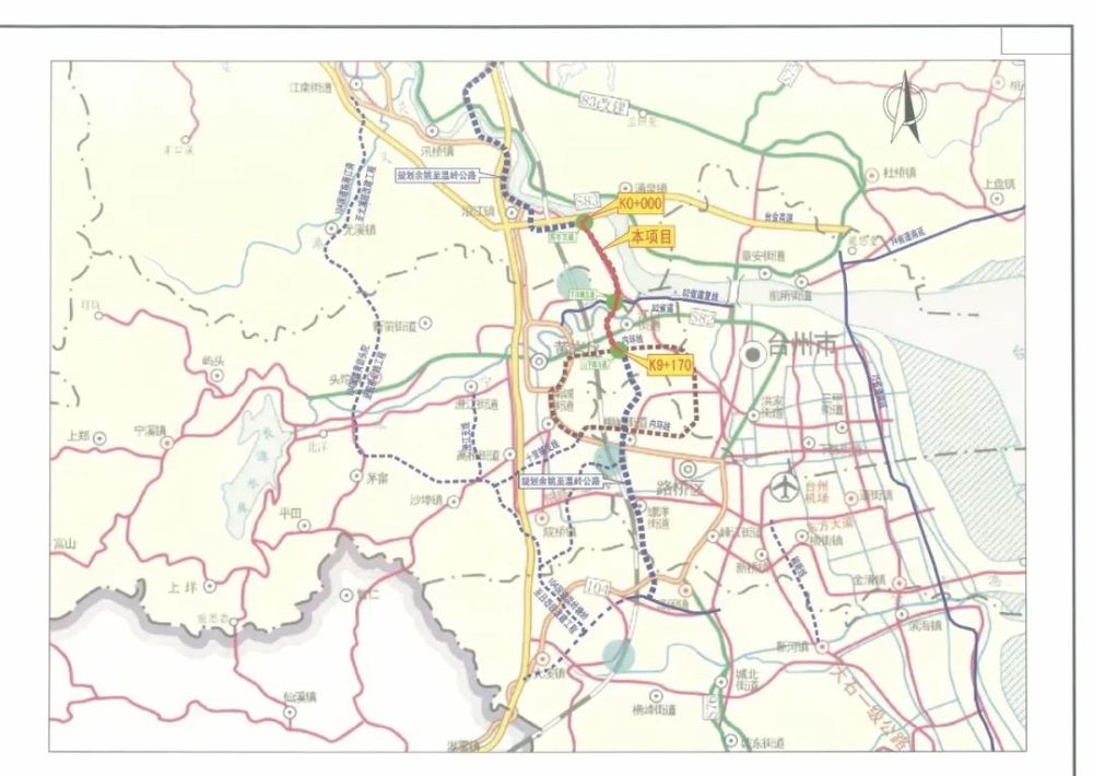 项目起于台金高速公路东延沿江互通,跨过马上线后,沿204省道向东南