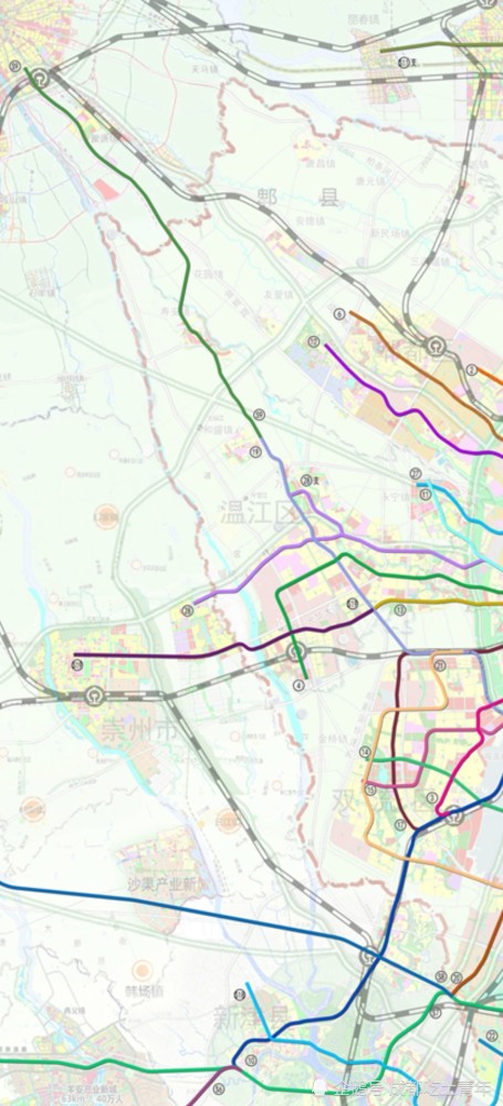 4号线西延,11,13,19,27,28. 市域铁路19条,青白江也终于安排上了