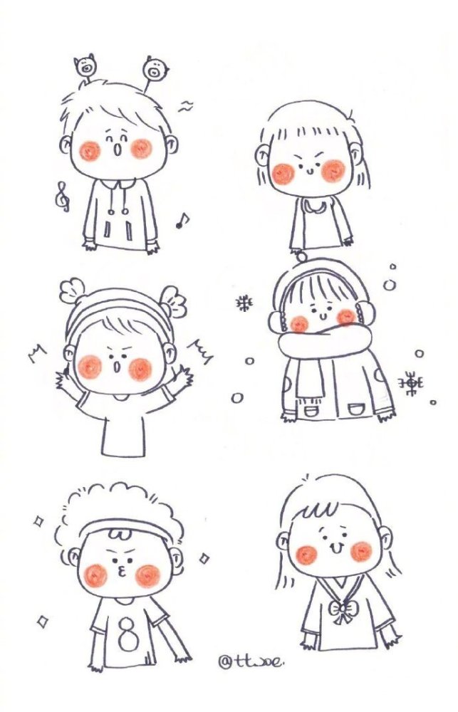 人物手帐简笔画素材