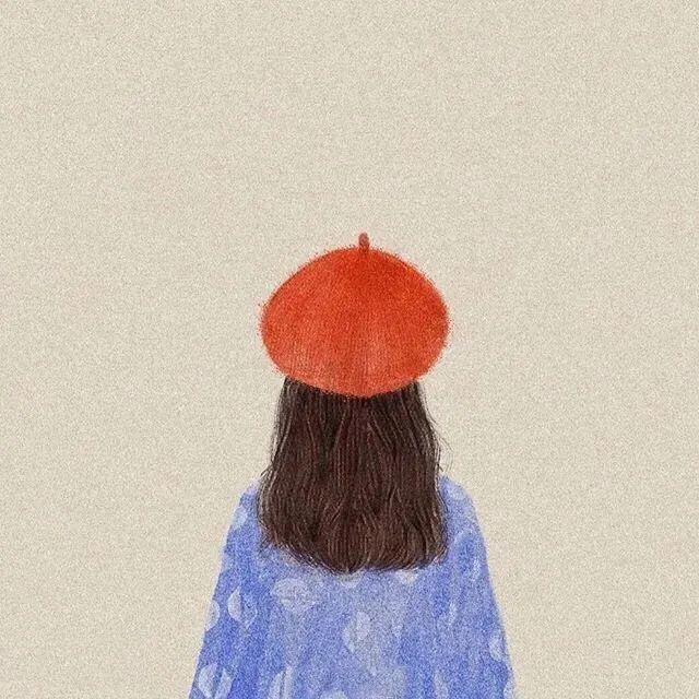 手绘背影女生头像