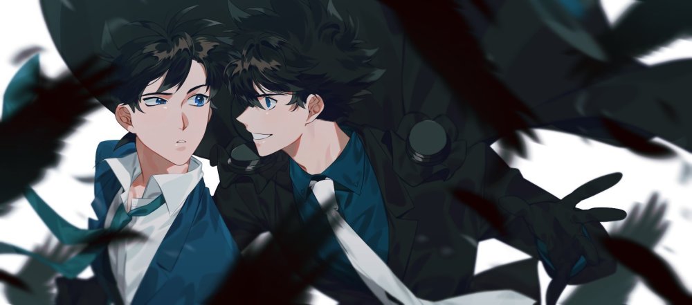 画师笔下的新一和基德,基德看起来比新一更厉害,q版的也好萌